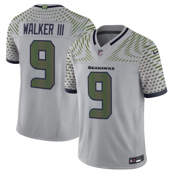Men's Seattle Seahawks #9 Kenneth Walker III Gray 2025 F.U.S.E. “Rivalries” Vapor Limited Football Stitched Jersey - Ujersey