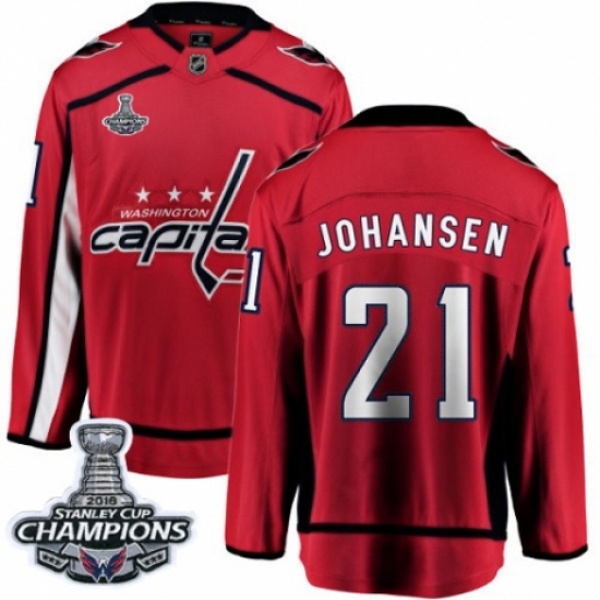 Youth Washington Capitals #21 Lucas Johansen Fanatics Branded Red Home Breakaway 2018 Stanley Cup Final Champions NHL Jersey - Ujersey