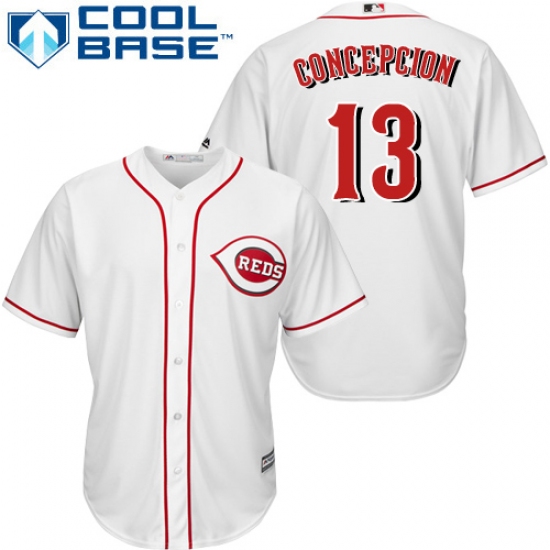 Men's Majestic Cincinnati Reds #13 Dave Concepcion Replica White Home Cool Base MLB Jersey - Ujersey