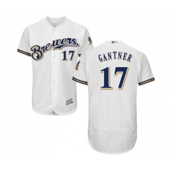 Men's Milwaukee Brewers #17 Jim Gantner White Alternate Flex Base Authentic Collection Baseball Jersey - Ujersey