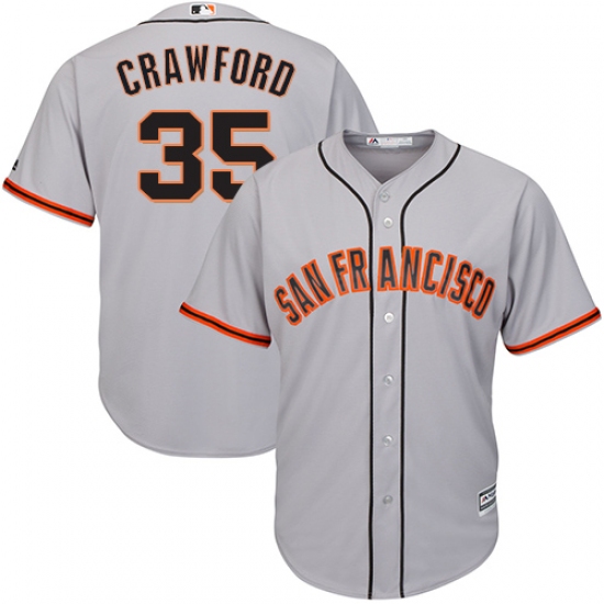 Men's Majestic San Francisco Giants #35 Brandon Crawford Replica Grey Road Cool Base MLB Jersey - Ujersey