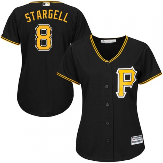 Women's Majestic Pittsburgh Pirates #8 Willie Stargell Authentic Black Alternate Cool Base MLB Jersey - Ujersey