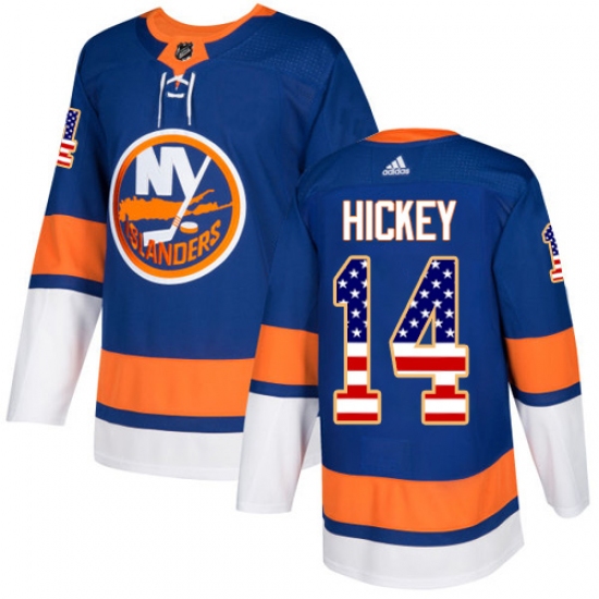 Men's Adidas New York Islanders #14 Thomas Hickey Authentic Royal Blue USA Flag Fashion NHL Jersey - Ujersey