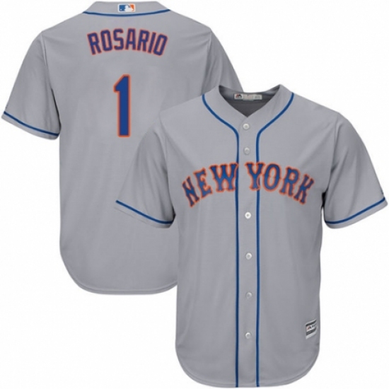 Youth Majestic New York Mets #1 Amed Rosario Authentic Grey Road Cool Base MLB Jersey - Ujersey