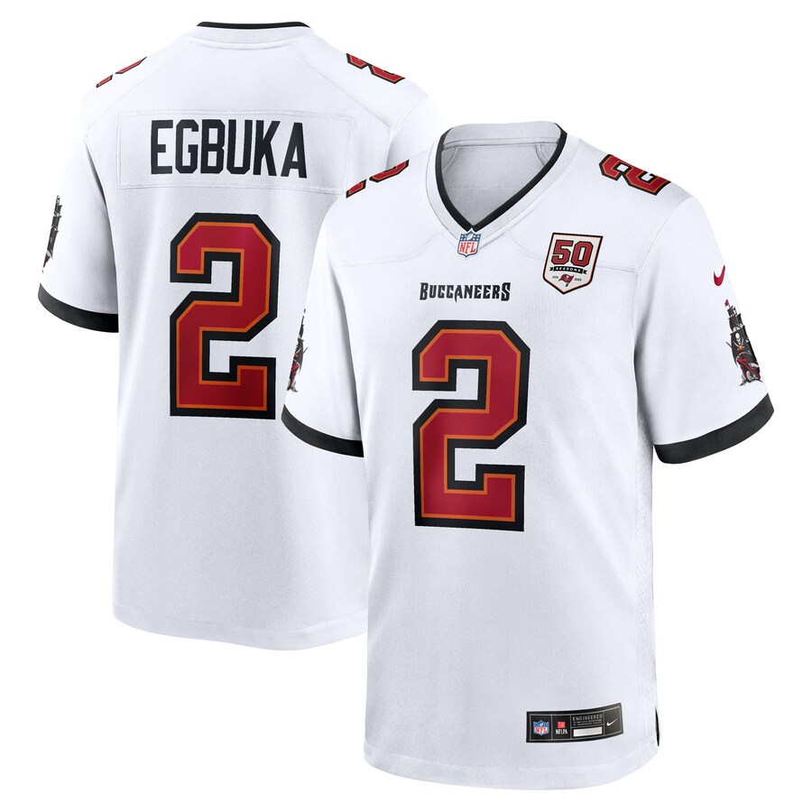 Men's Tampa Bay Buccaneers Emeka Egbuka Nike White 50th Season Game Jersey