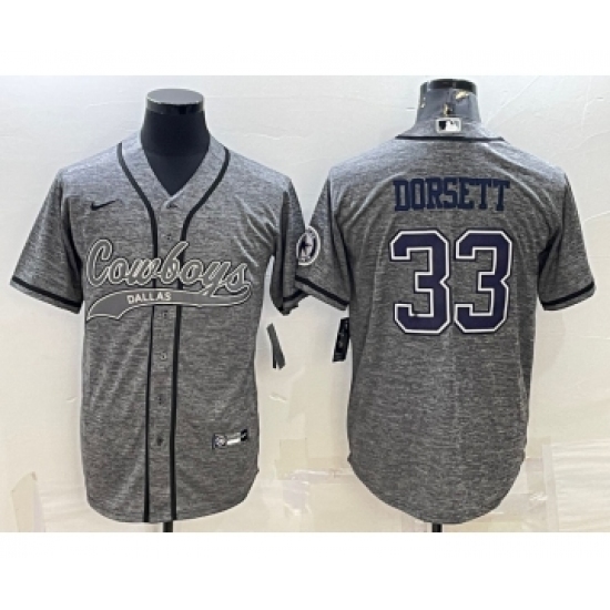 Men's Dallas Cowboys #33 Tony Dorsett Grey Gridiron With Patch Cool Base Stitched Baseball Jersey - Ujersey