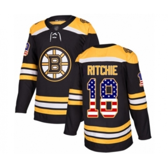 Youth Boston Bruins #18 Brett Ritchie Authentic Black USA Flag Fashion Hockey Jersey - Ujersey