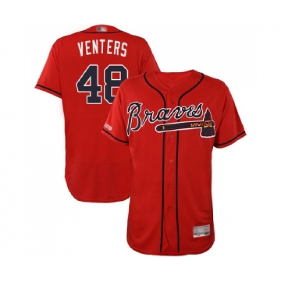 Men's Atlanta Braves #48 Jonny Venters Red Alternate Flex Base Authentic Collection Baseball Jersey - Ujersey