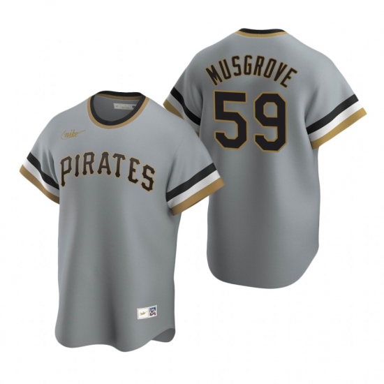 Men's Nike Pittsburgh Pirates #59 Joe Musgrove Gray Cooperstown Collection Road Stitched Baseball Jersey - Ujersey