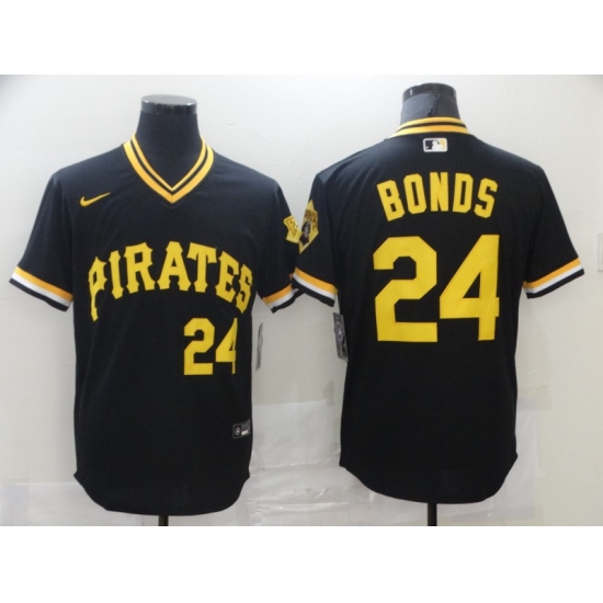 Men's Nike Pittsburgh Pirates #24 Barry Bonds Cooperstown Collection Black Jersey - Ujersey