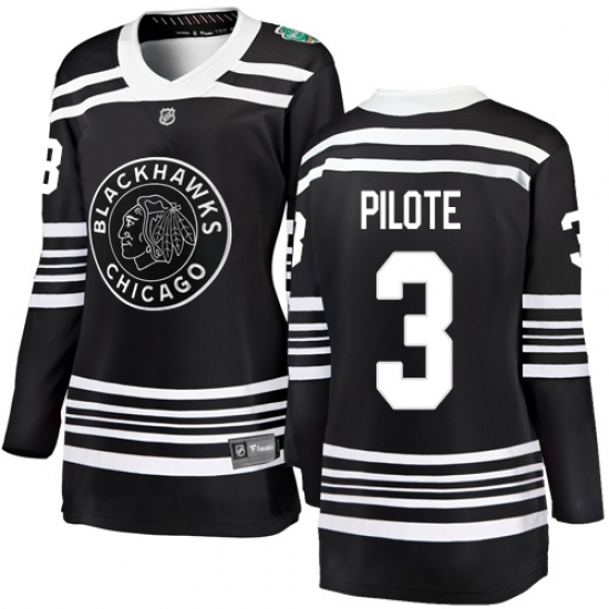 Women's Chicago Blackhawks #3 Pierre Pilote Black 2019 Winter Classic Fanatics Branded Breakaway NHL Jersey - Ujersey