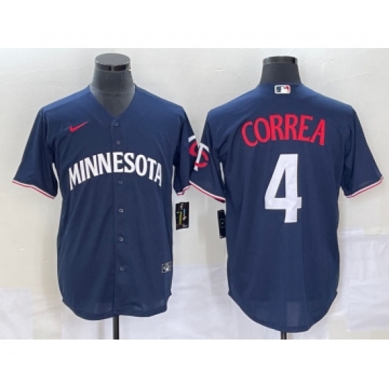 Men's Minnesota Twins #4 Carlos Correa 2023 Navy Blue Cool Base Stitched Jersey - Ujersey
