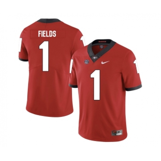 Georgia Bulldogs 1 Justin Fields Red Nike College Football Jersey - Ujersey