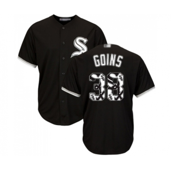 Men's Chicago White Sox #38 Ryan Goins Authentic Black Team Logo Fashion Cool Base Baseball Jersey - Ujersey