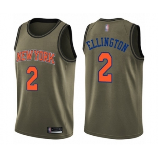 Men's New York Knicks #2 Wayne Ellington Swingman Green Salute to Service Basketball Jersey - Ujersey