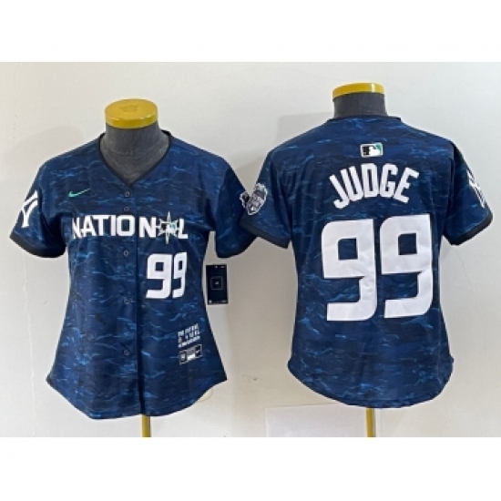 Women's Nike New York Yankees #99 Aaron Judge Number Royal 2023 All Star Cool Base Stitched Baseball Jersey - Ujersey