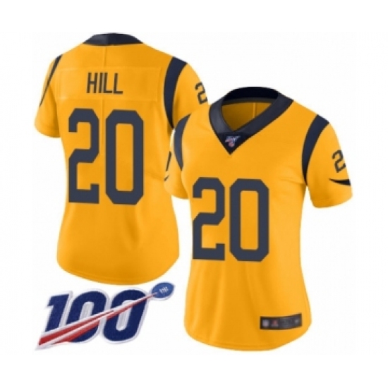 Women's Los Angeles Rams #20 Troy Hill Limited Gold Rush Vapor Untouchable 100th Season Football Jersey