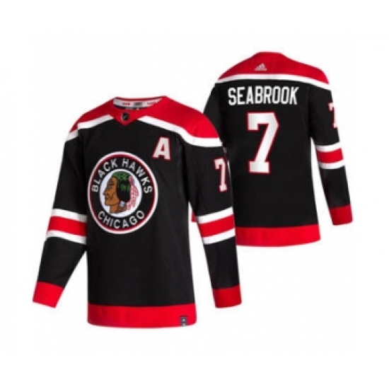 Men's Chicago Blackhawks #7 Brent Seabrook Black 2020-21 Reverse Retro Alternate Hockey Jersey