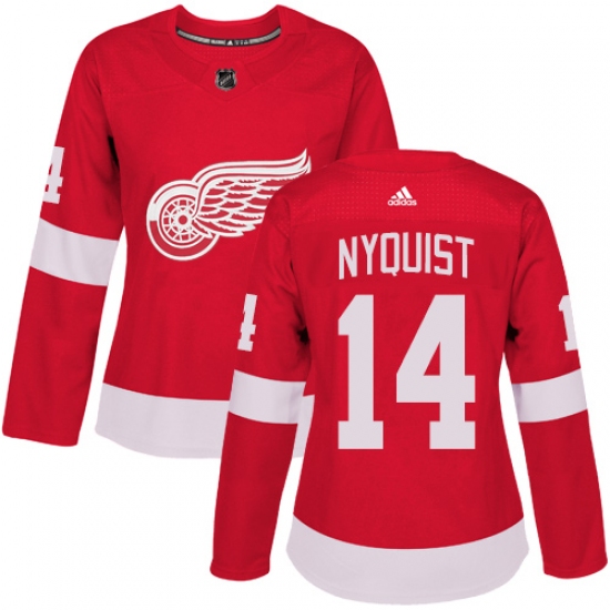 Women's Adidas Detroit Red Wings #14 Gustav Nyquist Premier Red Home NHL Jersey - Ujersey