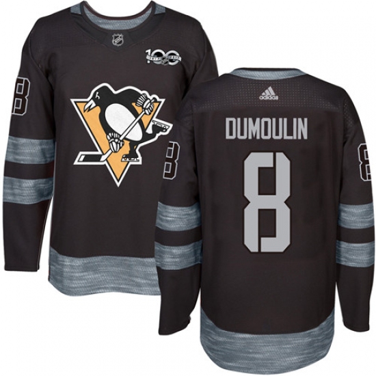 Men's Reebok Pittsburgh Penguins #8 Brian Dumoulin Authentic Black 1917-2017 100th Anniversary NHL Jersey