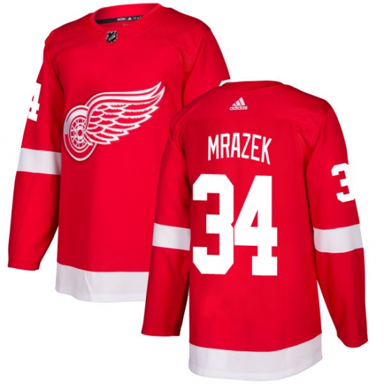 Men's Adidas Detroit Red Wings #34 Petr Mrazek Premier Red Home NHL Jersey - Ujersey