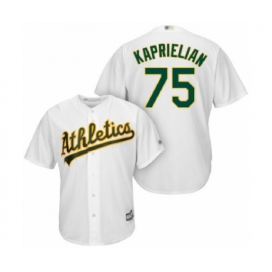 Youth Oakland Athletics #75 James Kaprielian Authentic White Home Cool Base Baseball Player Jersey - Ujersey
