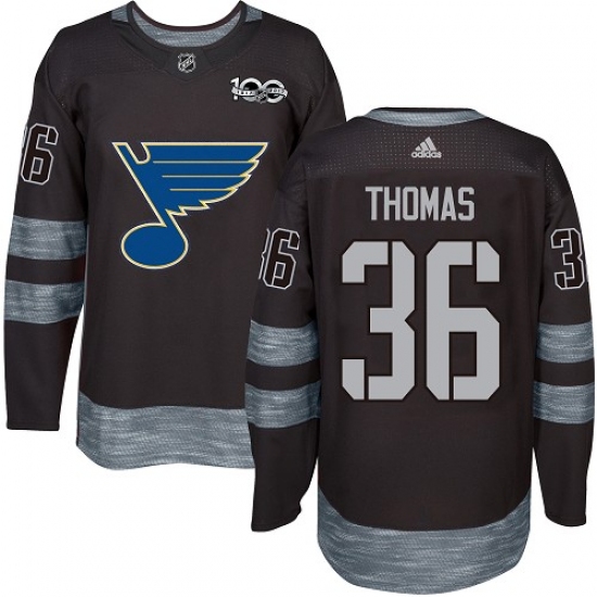 Men's Adidas St. Louis Blues #36 Robert Thomas Authentic Black 1917-2017 100th Anniversary NHL Jersey - Ujersey