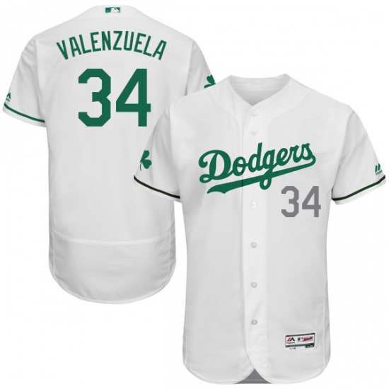Men's Majestic Los Angeles Dodgers #34 Fernando Valenzuela White Celtic Flexbase Authentic Collection MLB Jersey - Ujersey