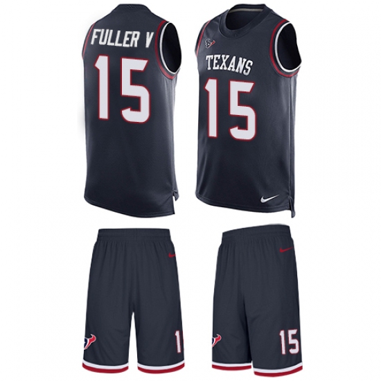 Men's Nike Houston Texans #15 Will Fuller V Limited Navy Blue Tank Top Suit NFL Jersey - Ujersey