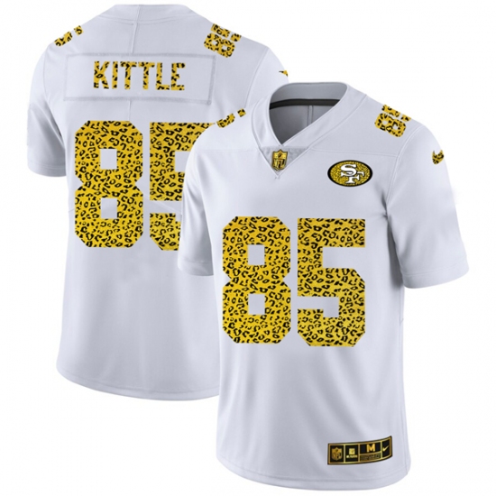 Men's San Francisco 49ers #85 George Kittle 2020 White Leopard Print Fashion Limited Stitched Jersey - Ujersey