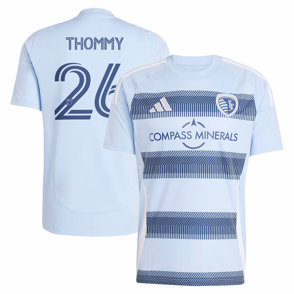 Men's Sporting Kansas City Erik Thommy adidas Light Blue 2025 One KC Replica Player Jersey - ujerseystore