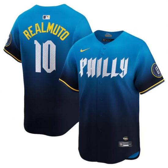 Men's Philadelphia Phillies Active Player Custom Blue 2024 City Connect Limited Stitched Jersey - Ujersey