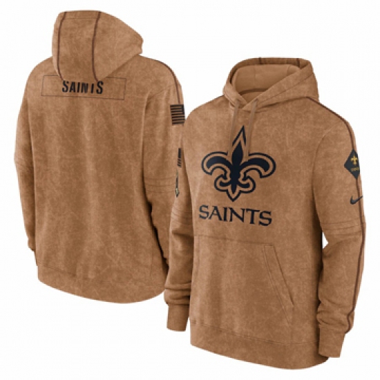 Men's New Orleans Saints Nike Brown 2023 Salute To Service Club Pullover Hoodie - Ujersey