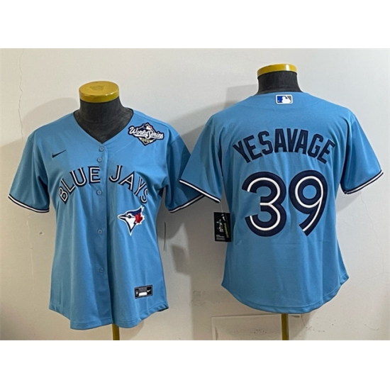 Women's Toronto Blue Jays #39 Trey Yesavage Blue 2025 World Series Cool Base Stitched Baseball Jersey(Run Small)
