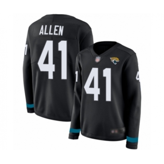 Women's Jacksonville Jaguars #41 Josh Allen Limited Black Therma Long Sleeve Football Jersey - Ujersey
