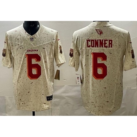 Men's Arizona Cardinals #6 James Conner Limited Cream Rivalries FUSE Vapor Jersey - Ujersey