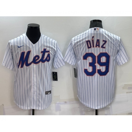 Men's New York Mets #39 Edwin Diaz White Stitched MLB Cool Base Nike Jersey - Ujersey