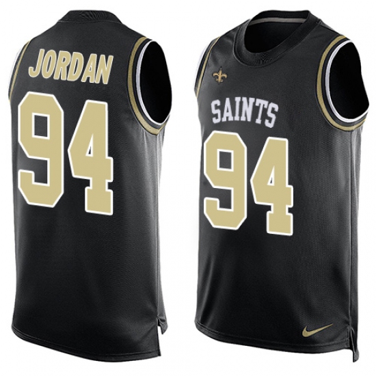 Men's Nike New Orleans Saints #94 Cameron Jordan Limited Black Player Name & Number Tank Top NFL Jersey - Ujersey