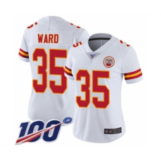 Women's Kansas City Chiefs #35 Charvarius Ward White Vapor Untouchable Limited Player 100th Season Football Jersey - Ujersey