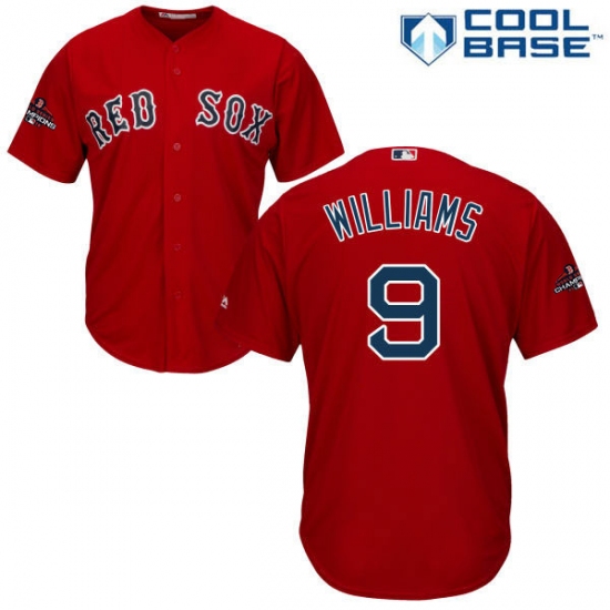 Youth Majestic Boston Red Sox #9 Ted Williams Authentic Red Alternate Home Cool Base 2018 World Series Champions MLB Jersey - Ujersey