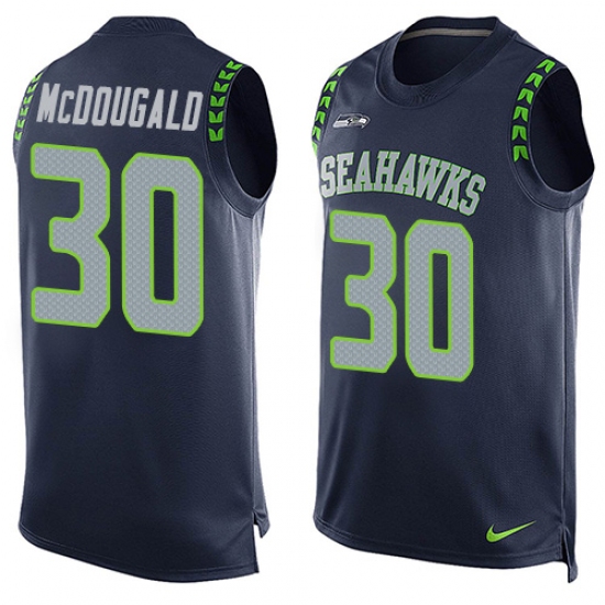 Men's Nike Seattle Seahawks #30 Bradley McDougald Limited Steel Blue Player Name & Number Tank Top NFL Jersey - Ujersey
