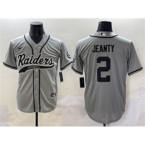 Men's Las Vegas Raiders #2 Ashton Jeanty Grey Cool Base Stitched Baseball Jerseys - Ujersey
