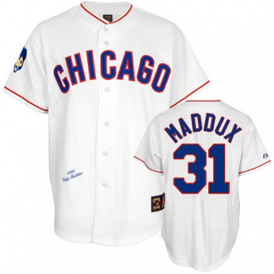Men's Mitchell and Ness Chicago Cubs #31 Greg Maddux Authentic White 1988 Throwback MLB Jersey - Ujersey