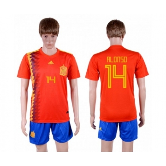Spain #14 Alonso Home Soccer Country Jersey