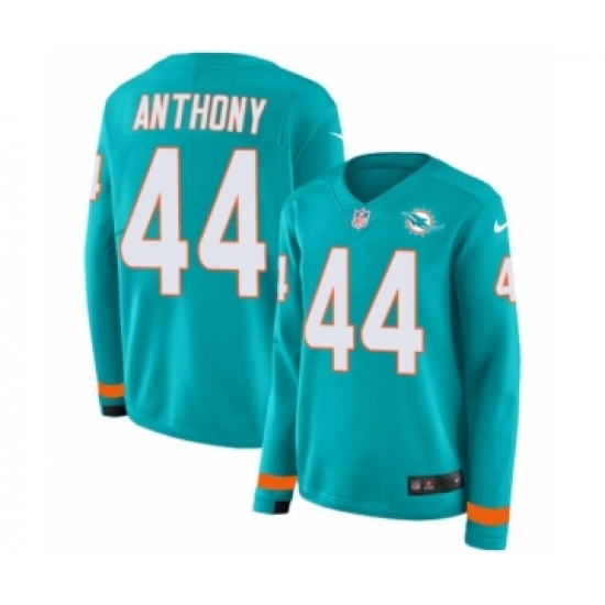 Women's Nike Miami Dolphins #44 Stephone Anthony Limited Aqua Therma Long Sleeve NFL Jersey - Ujersey