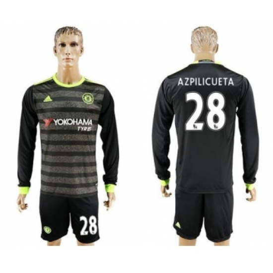 Chelsea #28 Azpilicueta Sec Away Long Sleeves Soccer Club Jersey