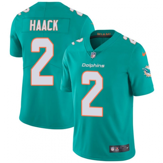 Men's Nike Miami Dolphins #2 Matt Haack Aqua Green Team Color Vapor Untouchable Limited Player NFL Jersey - Ujersey