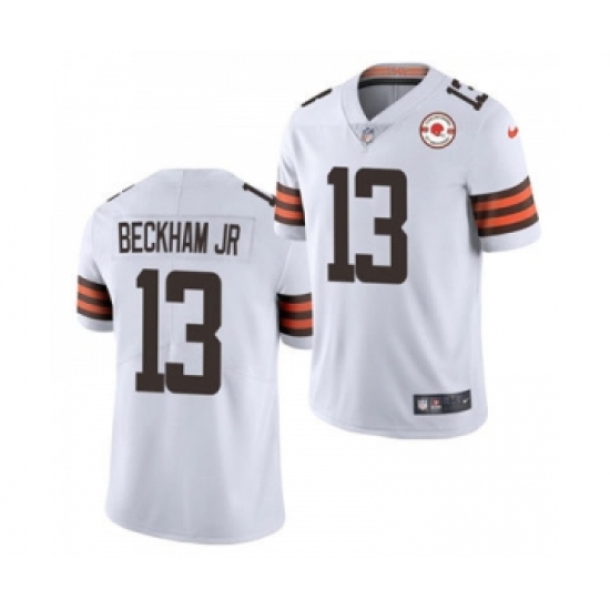Men's Cleveland Browns #13 Odell Beckham Jr. 2021 White 75th Anniversary Patch Vapor Untouchable Limited Jersey - Ujersey