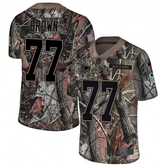 Youth Nike New England Patriots #77 Trent Brown Camo Untouchable Limited NFL Jersey - Ujersey