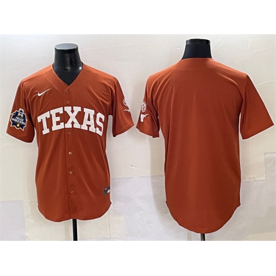 Men's Texas Longhorns Blank Orange 2025 World Series & SEC Patch Stitched Jersey - Ujersey